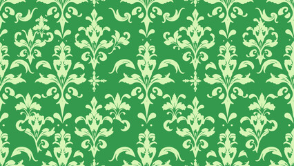 Vector Green damask seamless background. Classical luxury old fashioned damask ornament, victorian seamless texture for wallpapers, textile, wrapping. Exquisite floral baroque template.