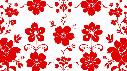 Obraz premium seamless pattern with red flowers, Damask seamless vector. Graphic ornate pattern for wallpaper, fabric, packaging, wrapping. Damask flower ornament. Floral pattern. Vintage wallpaper Seamless vector 