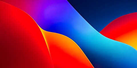 Fototapeta premium Colorful background with red, blue, and yellow stripes. The colors are vibrant and the stripes are wavy