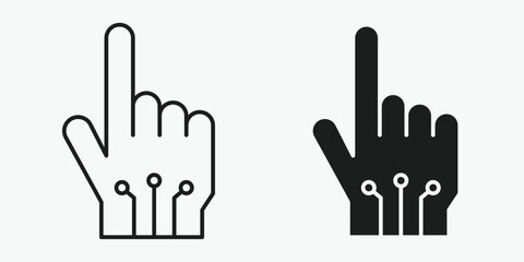 Obraz premium Robot hand icon in outline, solid, and color style on a light gray background, perfect for AI, automation, robotics, and future tech projects, available in EPS vector format.