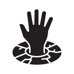 Obraz premium Help Silhouette A Hand Reaching Out of Cracked Earth Illustration Vector Graphic