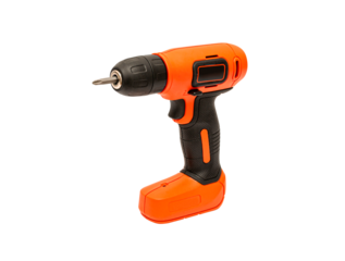 Powerful cordless drill, screwdriver in vibrant orange and black design, showcasing ergonomic grip and precision tip, ideal for various DIY projects and home improvement tasks. Png