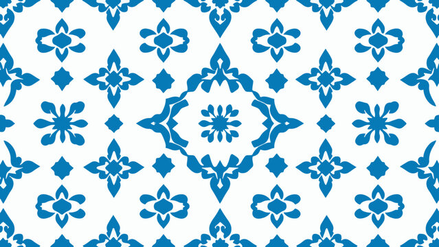 Seamless Blue damask pattern vector