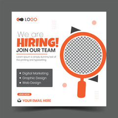 We are hiring job vacancy social media post or square banner template