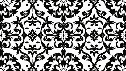 Seamless Black damask pattern vector