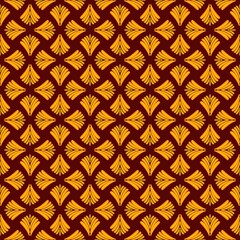 Seamless pattern with gold monograms on a dark red background
