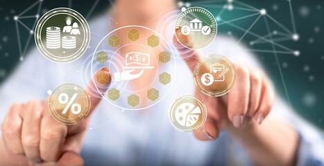 Woman touching a personal loan concept