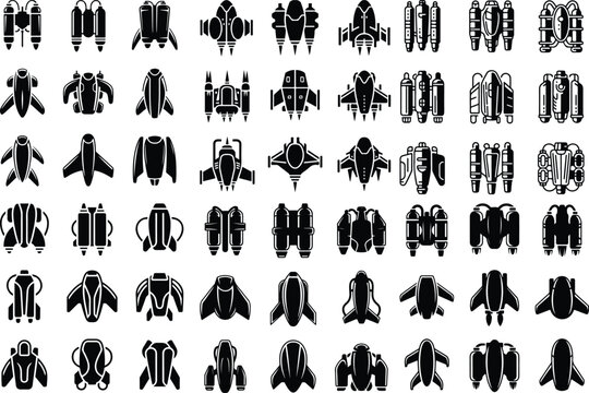 Isolated Jetpack Icon Set Jetpack with Fuel Tanks Vector Collection