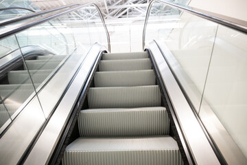 Modern Escalators and Elevators in a Contemporary Building Interior