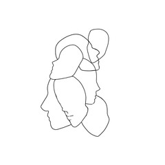 Diversity of people equality silhouette lines art illustration 