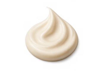 Swirl of creamy cosmetic product or lotion dollop with a rich, smooth texture on a transparent background