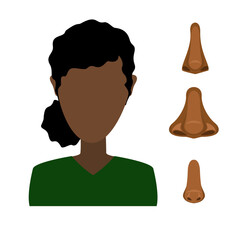 Dark-skinned nose icon female user profile face construction illustration design isolated