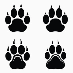 Fototapeta premium Stylized Animal Paw Print Variations – Minimalist Wildlife Track Icons
