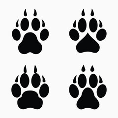 Stylized Animal Paw Print Variations – Minimalist Wildlife Track Icons