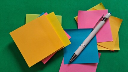 Colorful Sticky Notes and Pen for Ideas and Organization