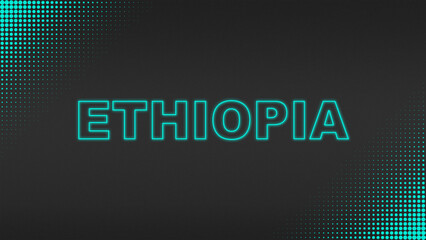 Cyan Neon Ethiopia Text Futuristic Digital Halftone Typography