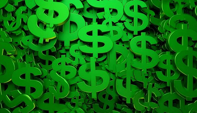 Overlapping green dollar signs in dense arrangement, flat and repetitive.