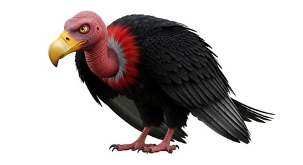 Obraz premium Hi-Res Tropical Animated Vulture 3D Render - Red Head, Isolated PNG