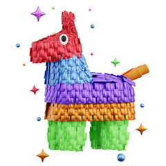3D Rainbow Pinata Illustration for winter