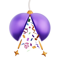 3D Confetti Ball Illustration for new year