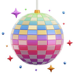 3D Disco Ball Illustration for new year