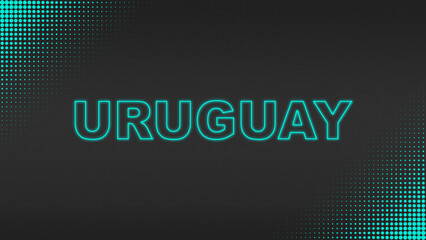 Cyan Neon Uruguay Text Futuristic Digital Halftone Typography