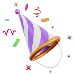 3D Birthday Party Hat Illustration for new year