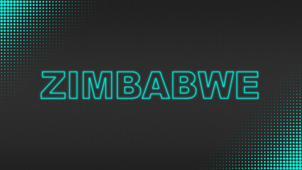 Cyan Neon Zimbabwe Text Futuristic Digital Halftone Typography