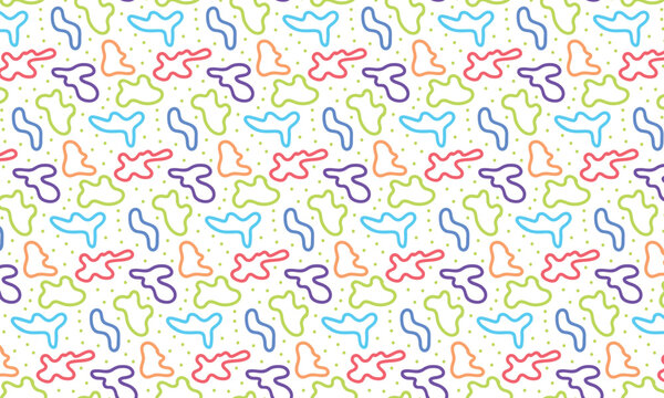 Bright colorful fluid shapes vector pattern. Hand drawn fun abstract seamless ornament for textile, fabric, interior, ceramic, wallpaper, paper decoration