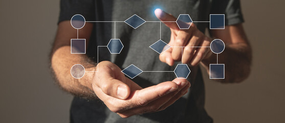 Business concept. Process automation with flowchart
