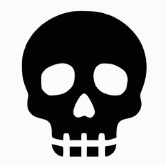 Halloween icon Black and white Skull isolated background, occult, halloween, horror, goth, metal, punk, emo
