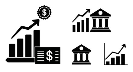 Financial Growth and Banking Icons Depicting Economic Progress