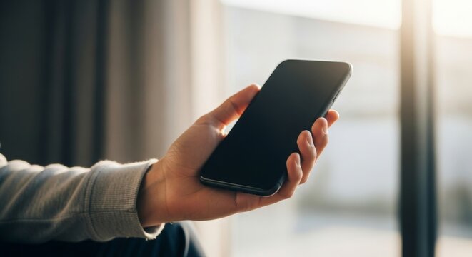 Hand Holding Mobile Phone Mockup Smartphone Communication Technology