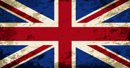 Fototapeta premium British flag brush stroke grunge style background. Vector illustration.