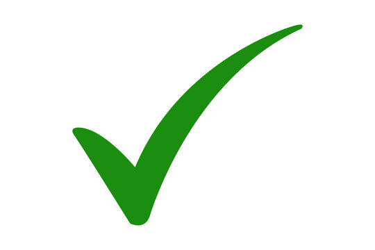 green approved check mark icon on transparent background