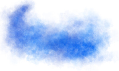 Realistic transparent blue smoke cloud with soft texture and transparent background for visual projects, posters and web content..