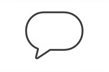 Speech bubble icon outline showing communication and dialogue, sending new messages, flat style transparent background