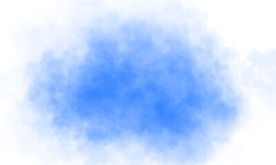 Realistic transparent blue smoke cloud with soft texture and transparent background for visual projects, posters and web content..