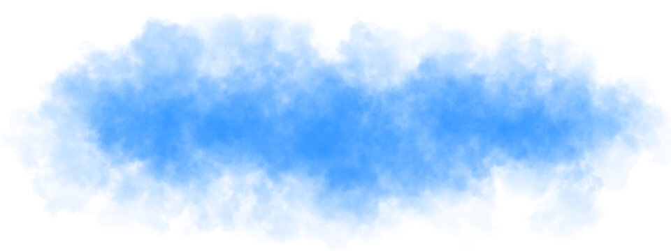 Realistic transparent blue smoke cloud with soft texture and transparent background for visual projects, posters and web content..
