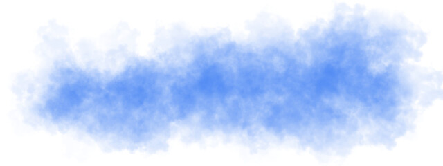 Realistic transparent blue smoke cloud with soft texture and transparent background for visual projects, posters and web content..