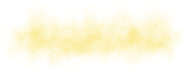 Realistic yellow smoke cloud with soft texture and transparent background for visual projects, posters and web content