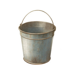Vintage Aluminum Bucket Clipart – Pastel Isolated Metal Pail Illustration for Gardening and Fishing Designs, Retro Bucket on White Background © slaviuk
