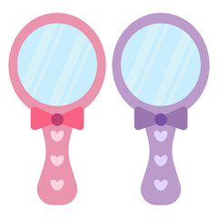 Set of cute hand mirrors with hearts