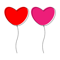 Set of heart shaped balloons with string