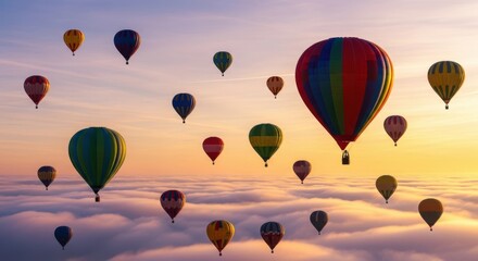 Naklejka premium Colorful hot air balloons isolated on white background