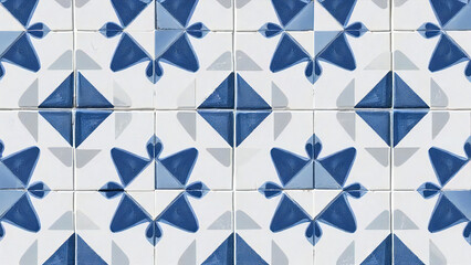 Simple blue and white bathroom tile pattern (abstract geometry). 