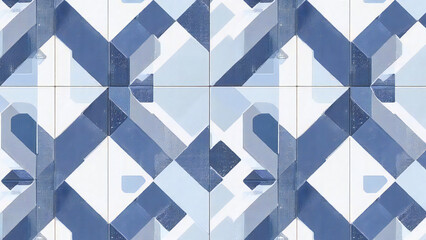 Simple blue and white bathroom tile pattern (abstract geometry). 