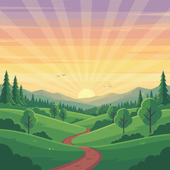 Obraz premium landscape with mountains and hills