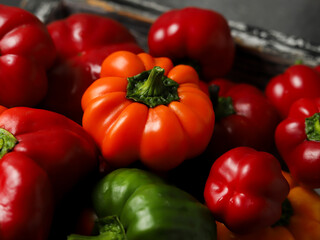 Colorful Bell Peppers in Rustic Box 