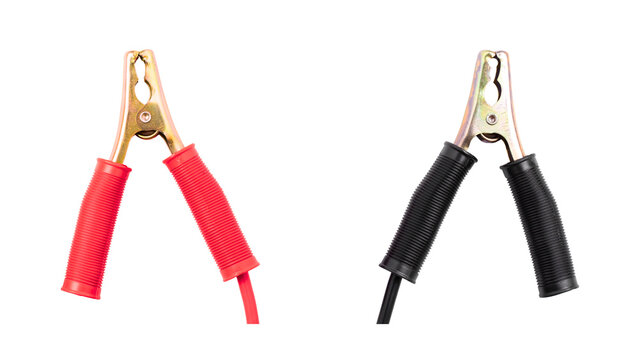 Jumper Cables: Red and Black Battery Cables on Transparent Background for Automotive Use